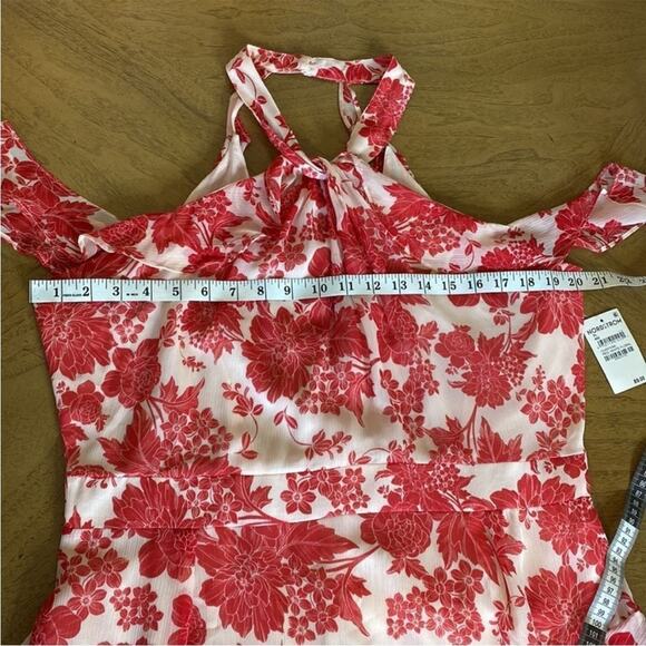 Chelsea28 Nordstrom Pink & Red Floral Off Shoulder Midi Dress Size XL - Picture 10 of 11